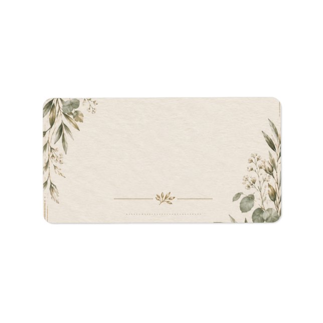 Wedding Invitation Elegant European Botanical  Label (Front)