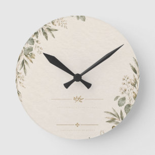 Wedding Invitation Elegant European Botanical Round Clock
