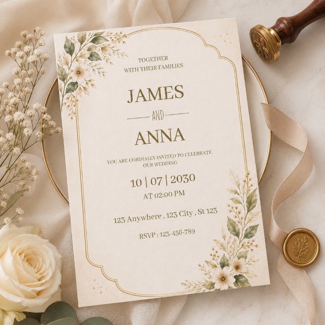 Wedding Invitation Elegant Floral Botanical Card  (Creator Uploaded)