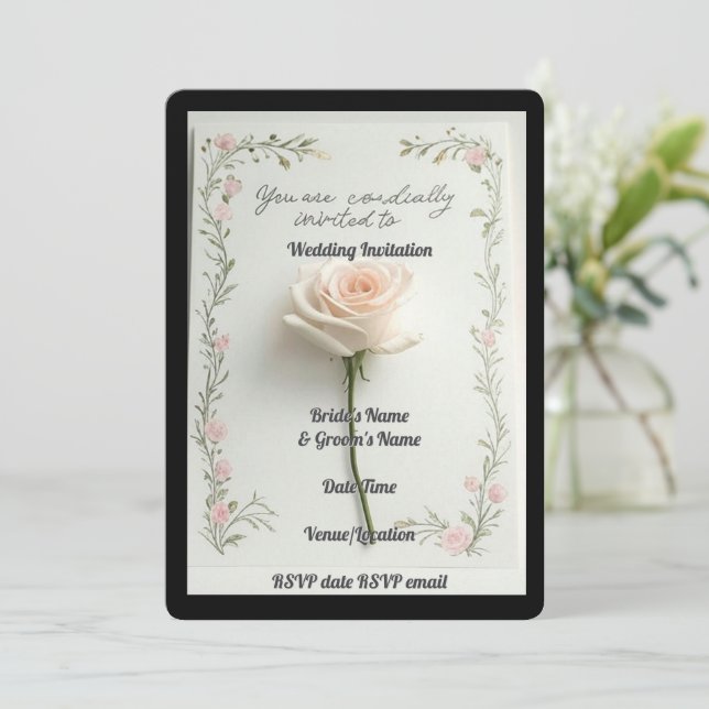 Wedding Invitation Elegant Floral Romanic Rustic (Standing Front)