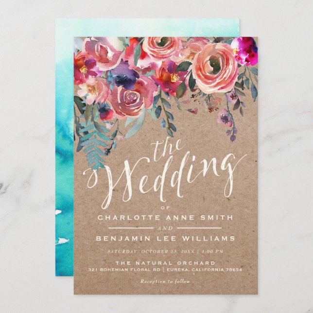 WEDDING INVITATION | Elegant Floral Rustic Spring (Front/Back)