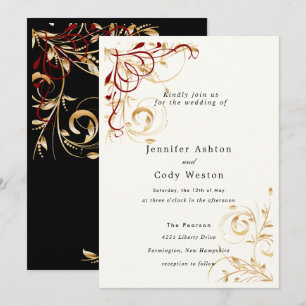 Wedding Invitation Elegant Gold Swirl Colour Choic