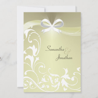 Wedding Invitation - Elegant Ivory Floral Ribbon