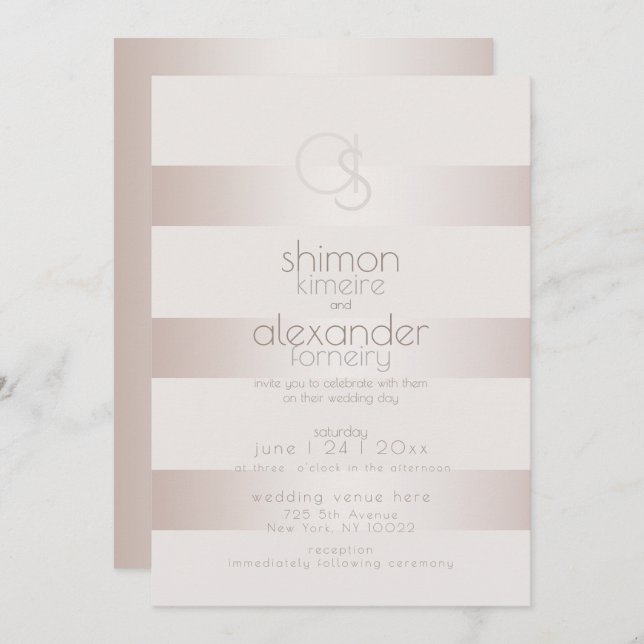 Wedding Invitation | Elegant Modern Blush Pearl (Front/Back)
