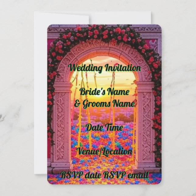 Wedding Invitation Elegant Romantic Floral Rustic (Front)