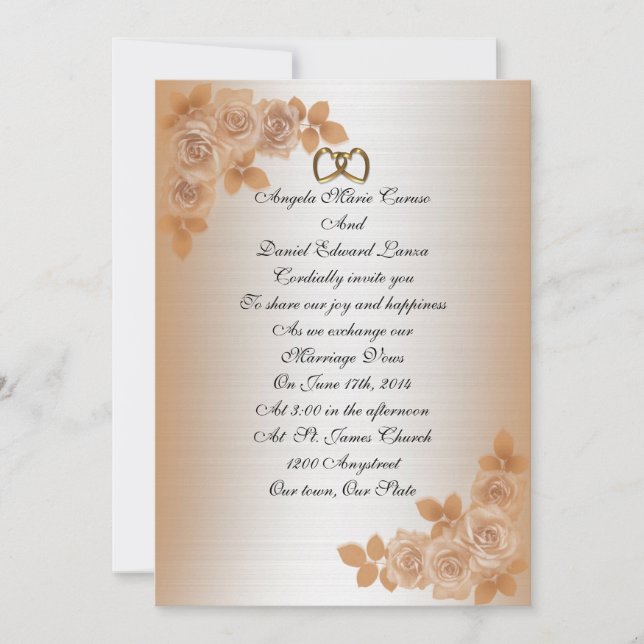 Wedding Invitation elegant Satin-look roses (Front)