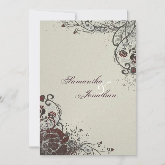 Wedding Invitation - Elegant Shattered Red Rose (Front)