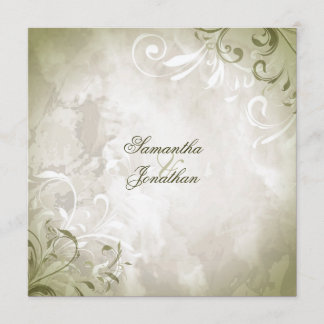 Wedding Invitation Elegant Vintage Foliage & Swirl