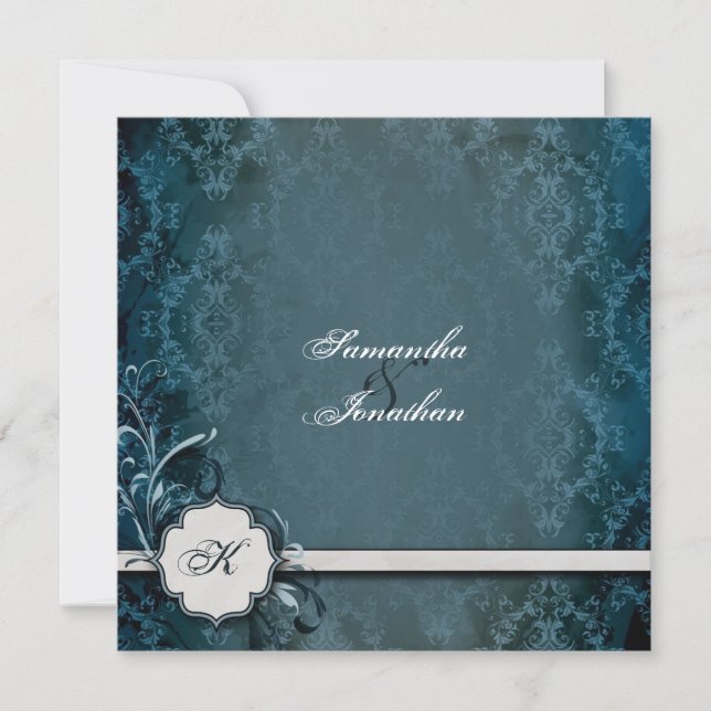 Wedding Invitation Elegant Vintage Monogram Damask (Front)