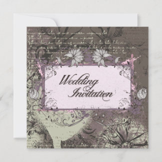 Wedding Invitation Elegant Vintage Sketch Flowers