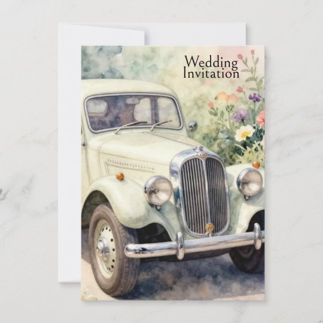 Wedding Invitation Elegant wedding car (Front)