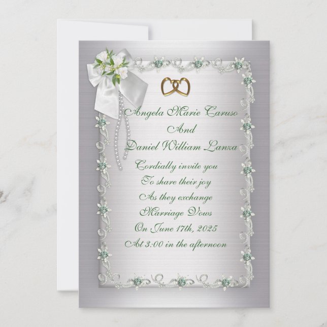 Wedding Invitation elegant white diamonds (Front)