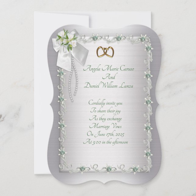 Wedding Invitation elegant white diamonds (Front)