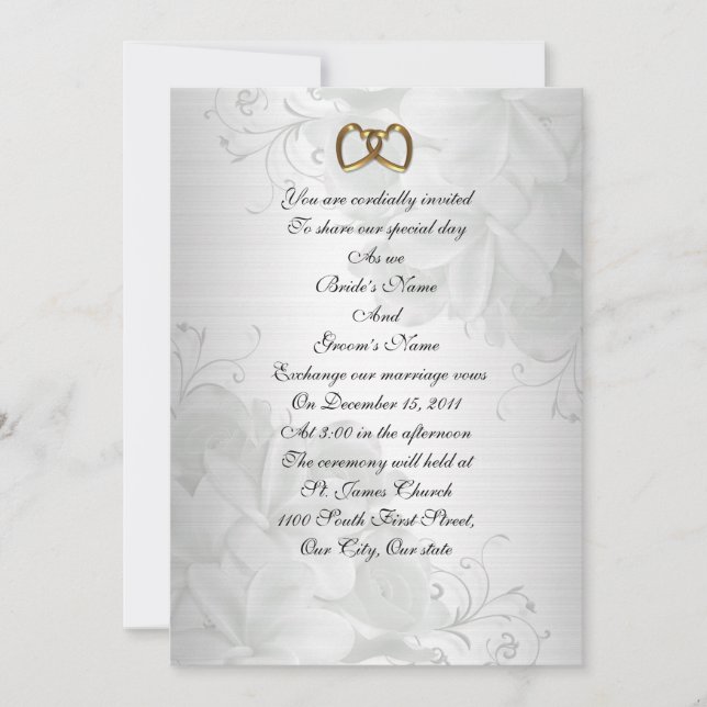 Wedding invitation elegant white floral (Front)