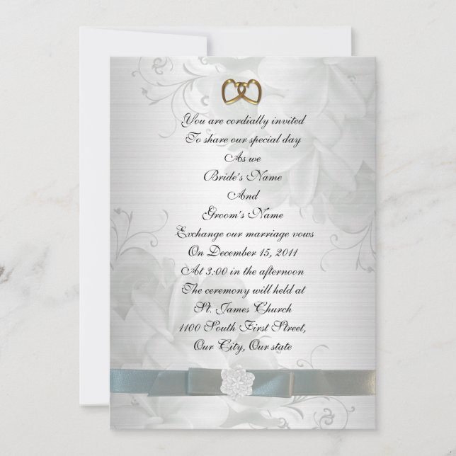 Wedding invitation elegant white floral (Front)