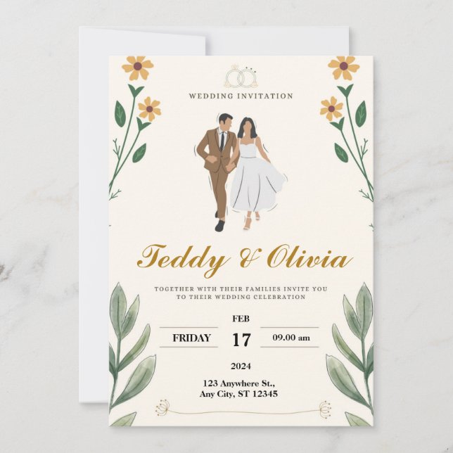 wedding invitation en couple  (Front)