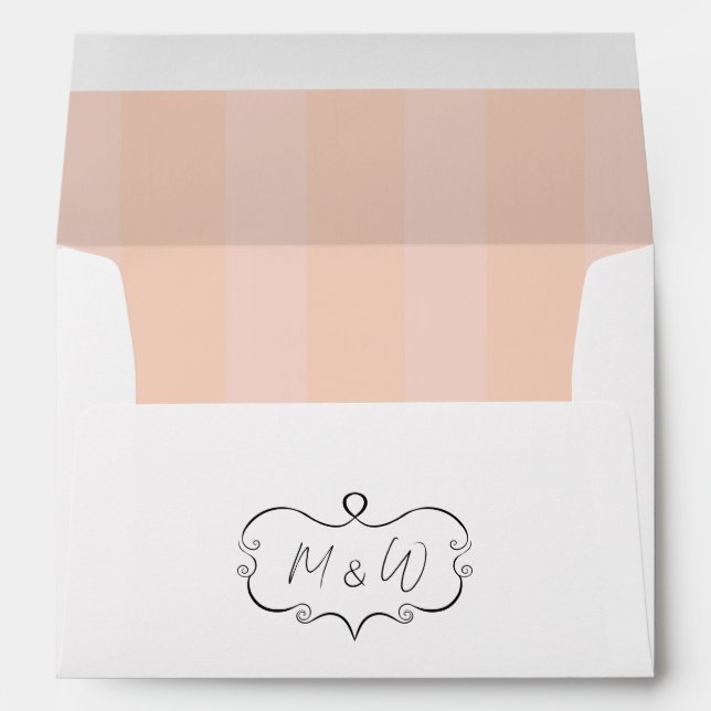 Wedding invitation envelope with inside stripes  (Back (Bottom))
