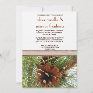 Wedding Invitation - Evergreen and Pine Cone Scene