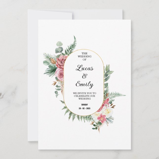 wedding invitation flat lay cards (Front)