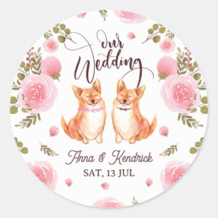 wedding-invitation floral and animal theme classic round sticker