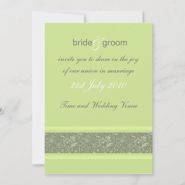 Wedding Invitation - Floral Fantasy - Apple Green (Front)