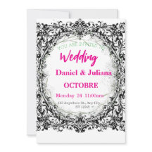wedding, invitation, floral, pink, elegant, romant