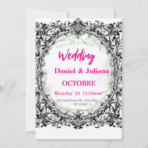 wedding, invitation, floral, pink, elegant, romant holiday card