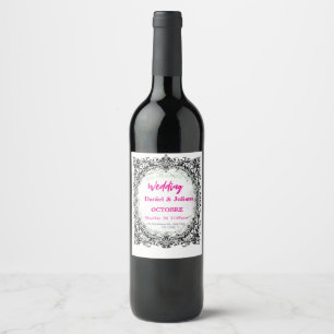 wedding, invitation, floral, pink, elegant, romant wine label