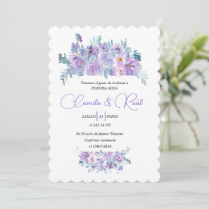 Wedding Invitation "Flowers in Tono Lila"