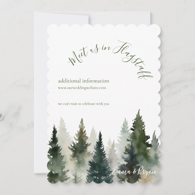 Wedding Invitation | Forest Pines Watercolor (Back)
