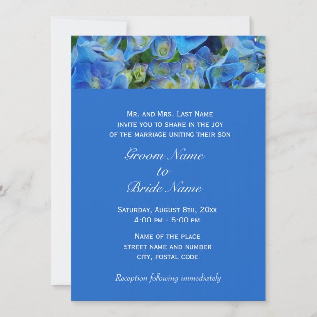 wedding invitation from groom's parents, blue (Front)