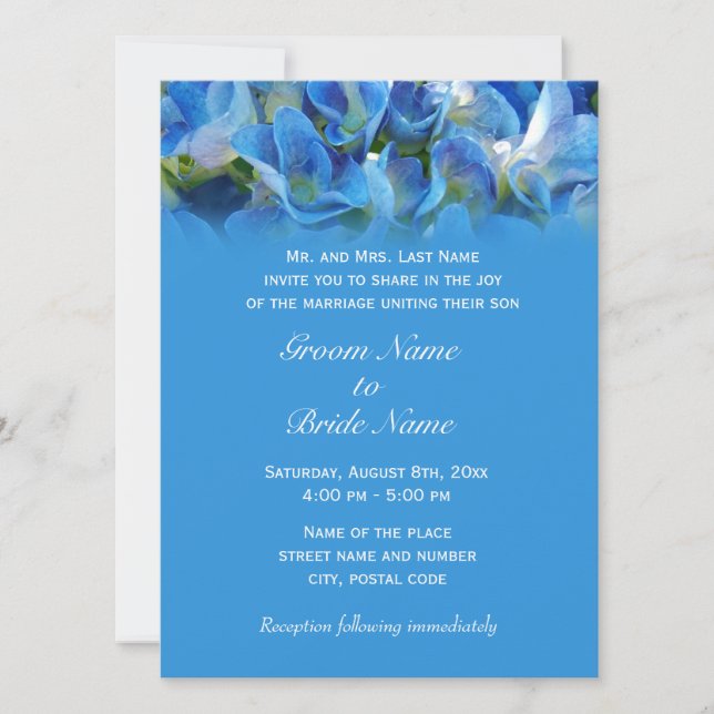 wedding invitation from groom's parents, blue (Front)