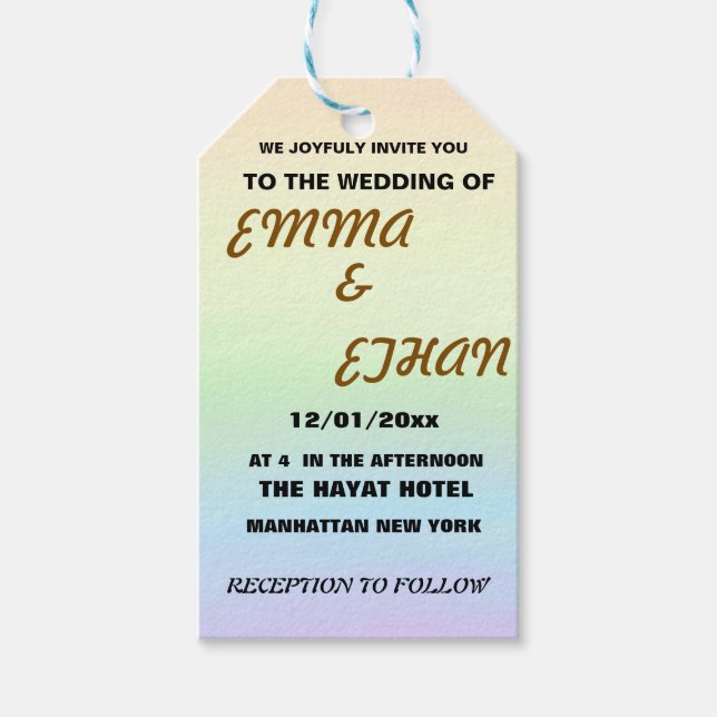  Wedding Invitation Gift Tags (Front)