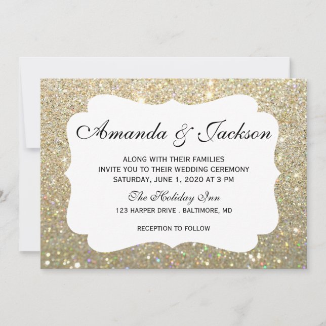 Wedding Invitation - Glit Fab Two - Gold (Front)