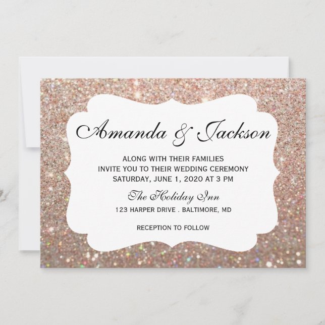 Wedding Invitation - Glit Fab Two - Rose Gold (Front)