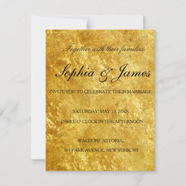 Wedding Invitation gold black Customise (Front)