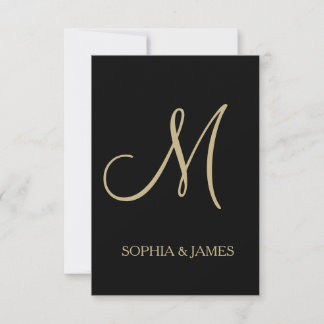 Wedding Invitation gold black Customise Monogram