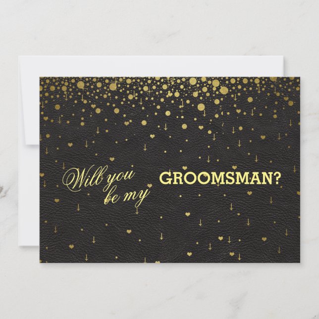Wedding Invitation Gold Confetti GROOMSMAN Invite (Front)