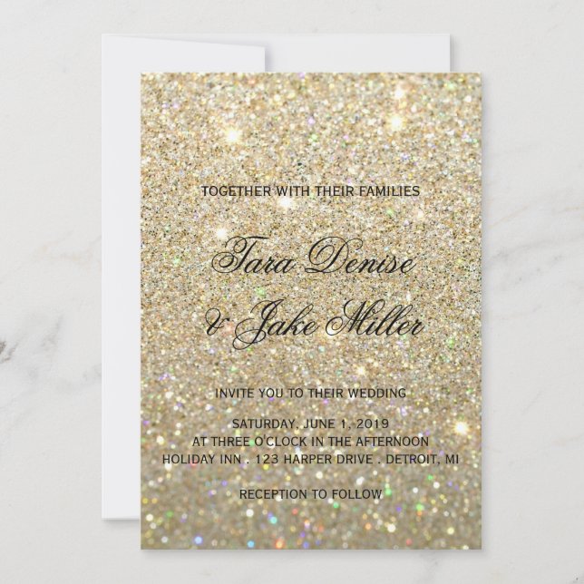 Wedding Invitation - Gold Glit Fab & Two (Front)