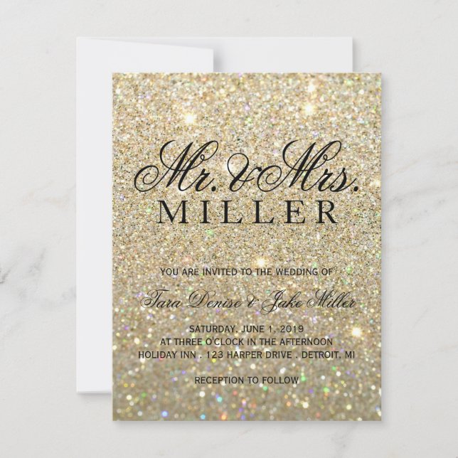 Wedding Invitation - Gold Glitter Fab (Front)