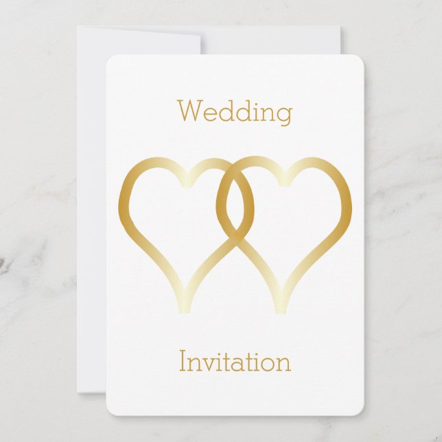 Wedding Invitation Gold Hearts (Front)