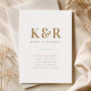 Wedding Invitation Gold Monogram Invite Suite