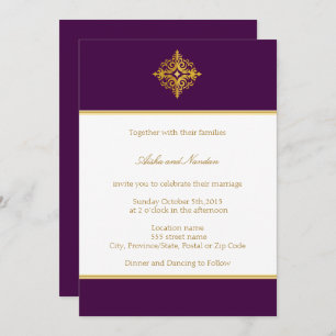 Wedding Invitation Gold & Purple