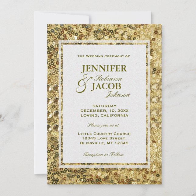 Wedding Invitation | Gold Sequins (Front)