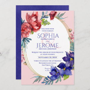 Wedding Invitation   Happiness Floral Watercolor