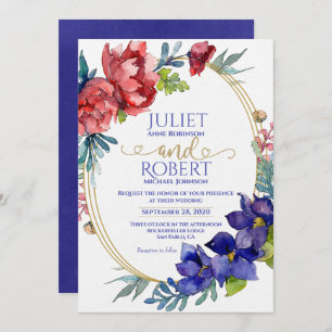 Wedding Invitation   Happiness Watercolor Floral
