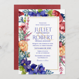 Wedding Invitation   Happiness Watercolor Floral