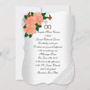 Wedding invitation hibiscus and butterflies