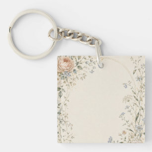 Wedding Invitation in Elegant French Country Style Key Ring