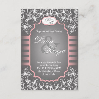 Wedding Invitation in elegant grey and pink